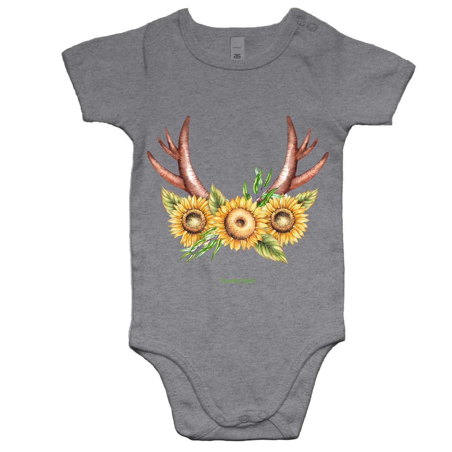 'Sunflowers in Antlers' - Baby Onesie