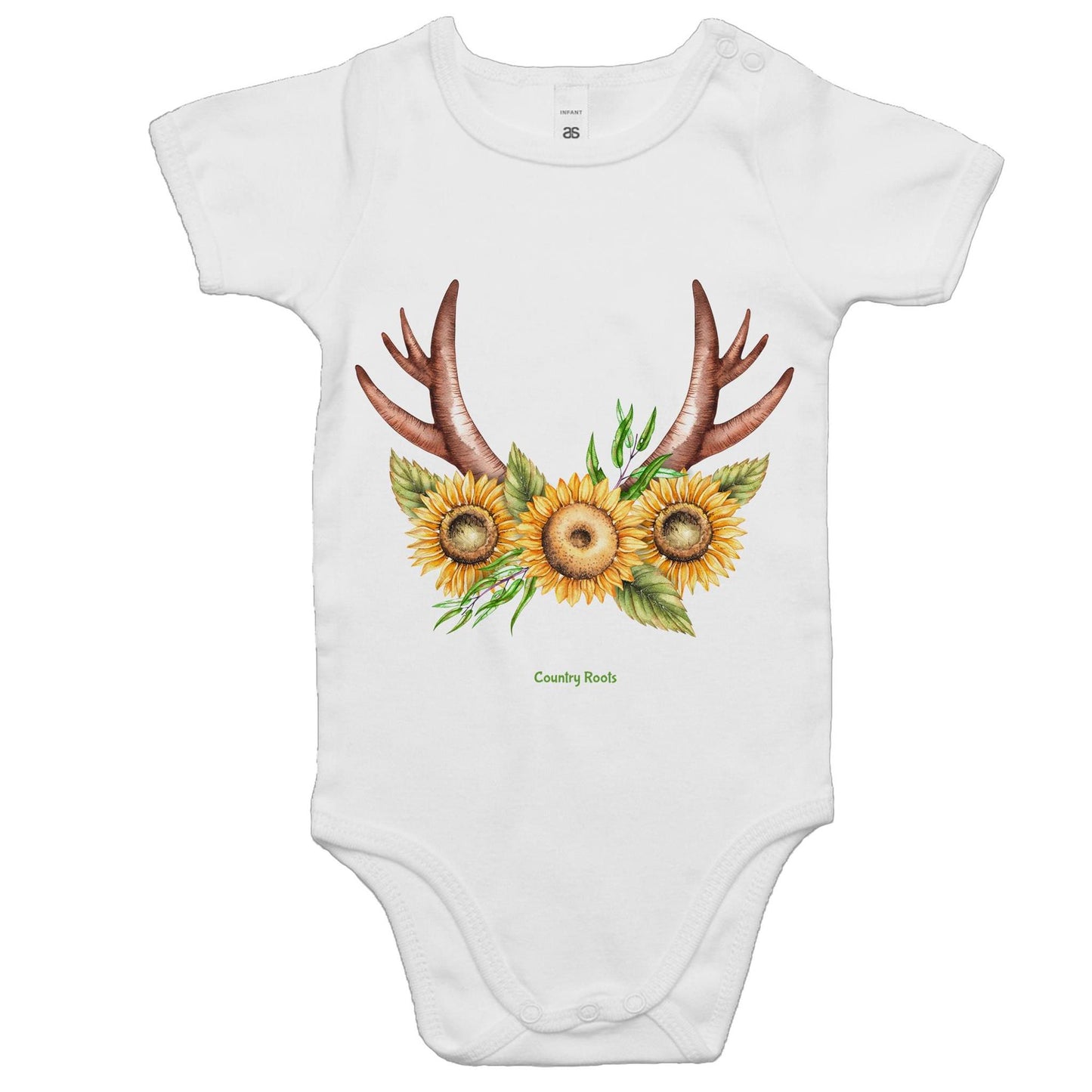 'Sunflowers in Antlers' - Baby Onesie