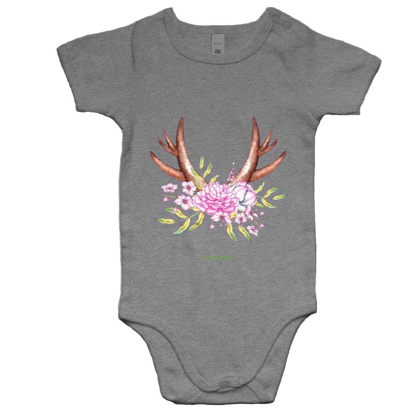 'Flowered Antlers' - Baby Onesie