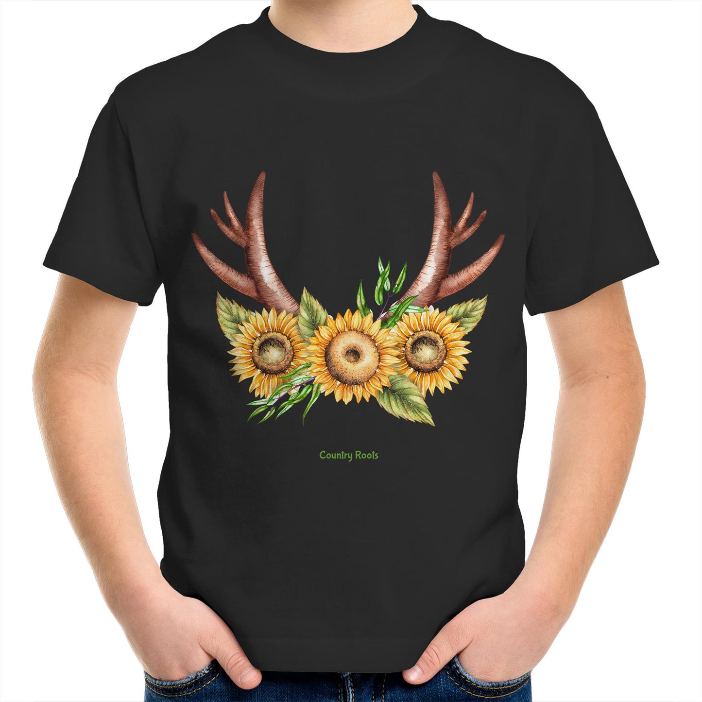 'Sunflowers in Antlers' - Youth Tee