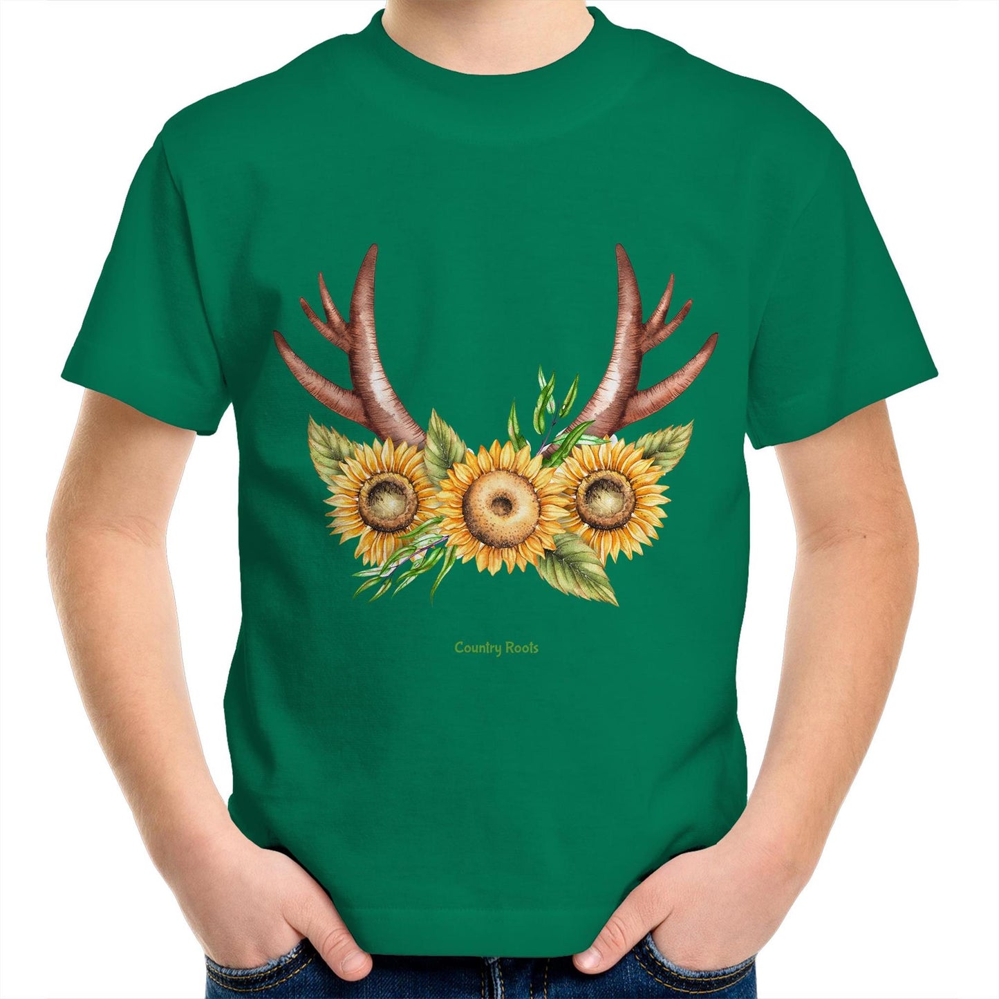 'Sunflowers in Antlers' - Youth Tee