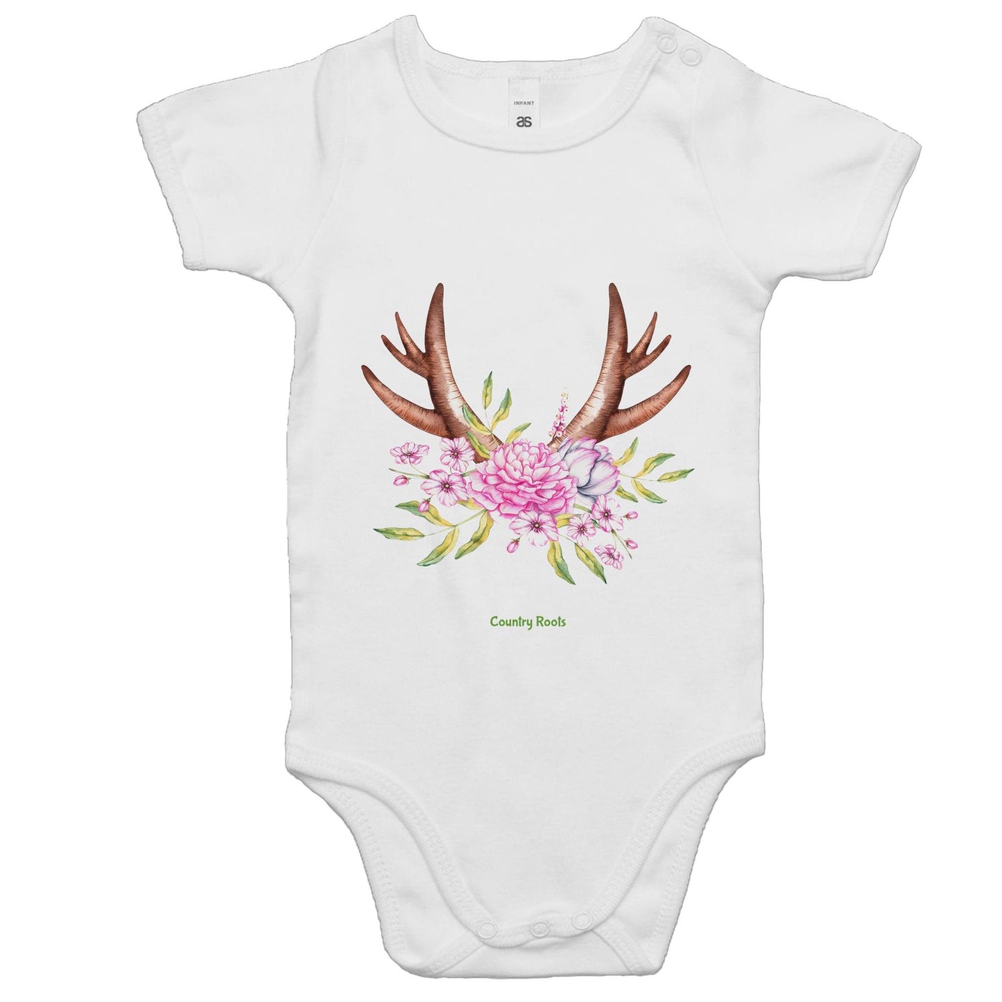 'Flowered Antlers' - Baby Onesie