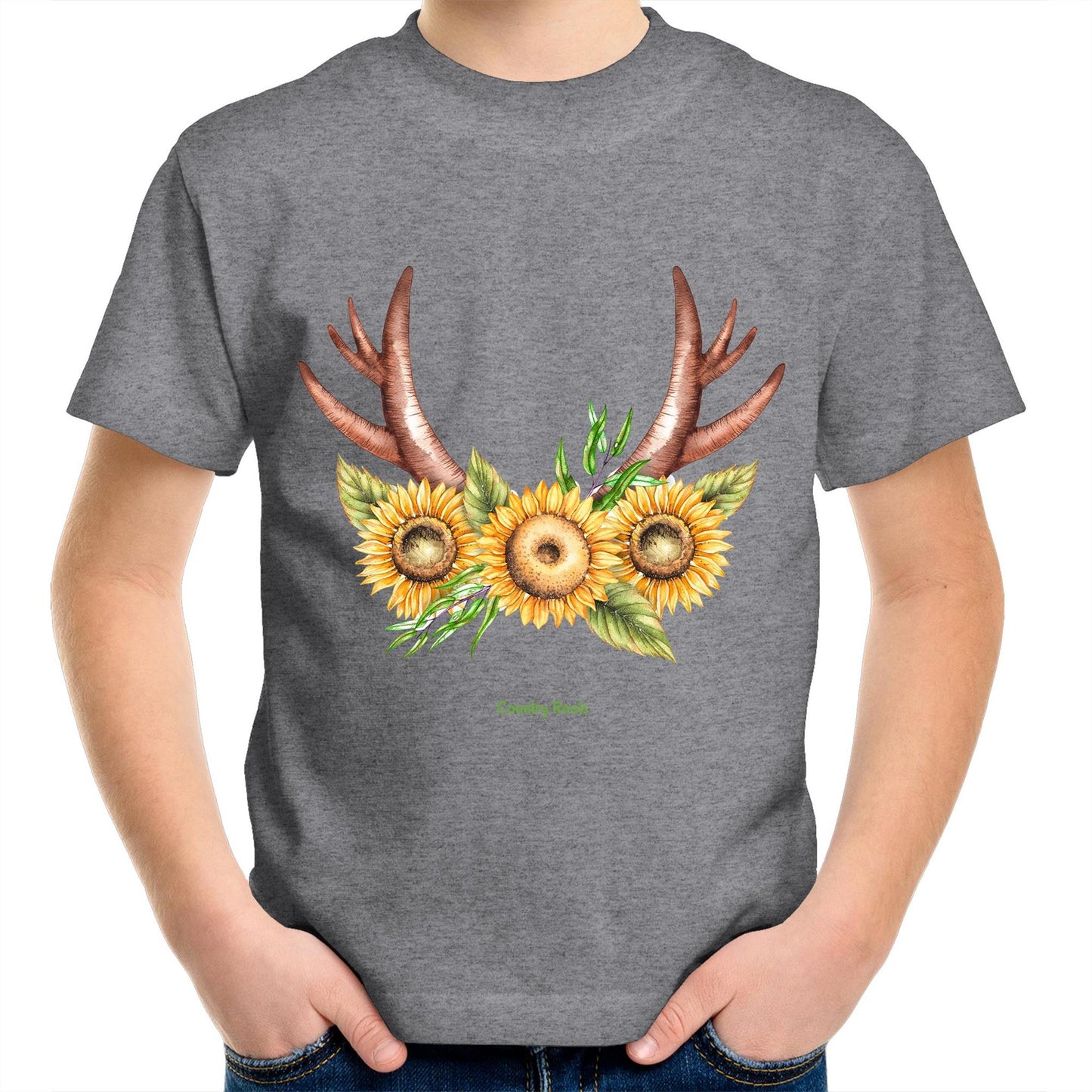 'Sunflowers in Antlers' - Youth Tee