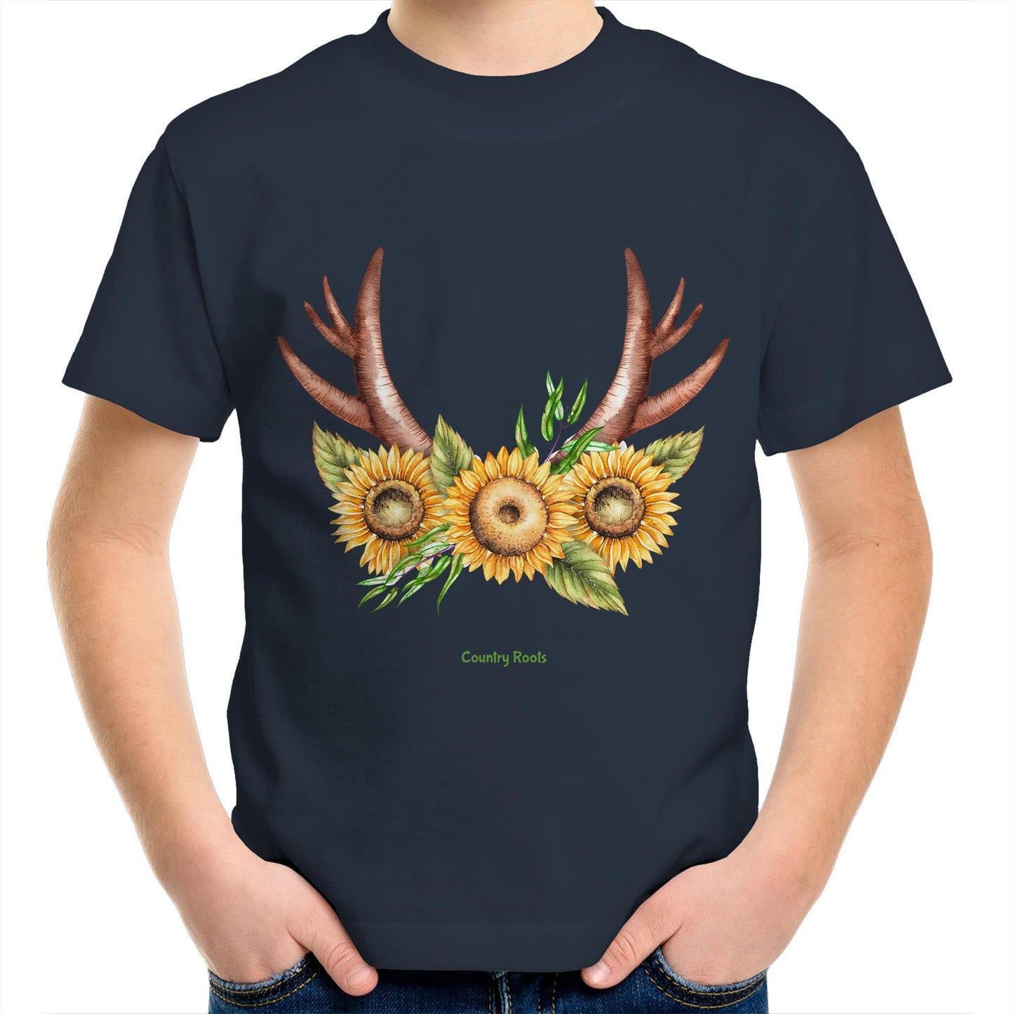 'Sunflowers in Antlers' - Youth Tee